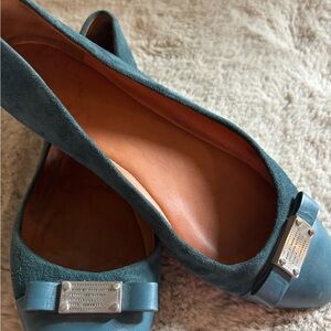 Marc Jacobs Blue and Silver Flats with Decorative Bow